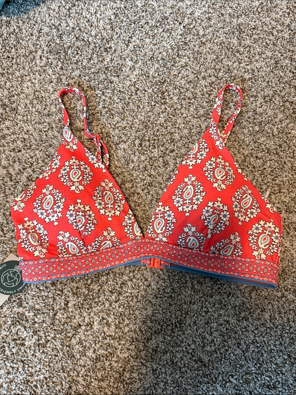Boden Red Floral Paisley Swim Top